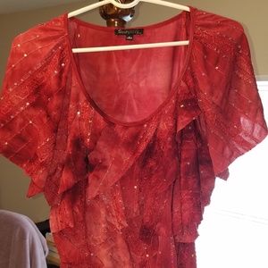 Red Sparkle Blouse XL